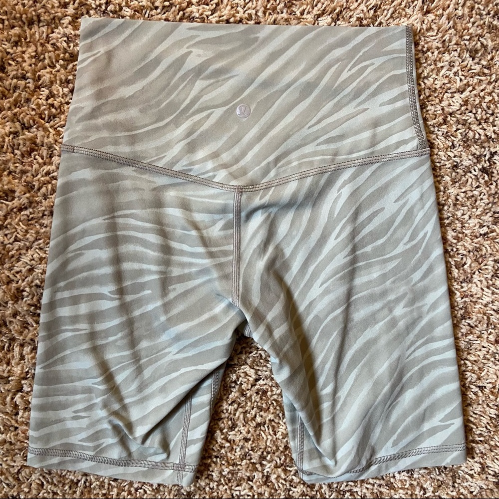 lululemon athletica Olive Green Zebra Print High-Rise Bike Shorts